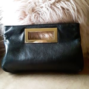 NWOT Michael Kors blk leather clutch bag